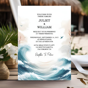 That Spring Summer Ocean Beach Destination Wedding Invitation