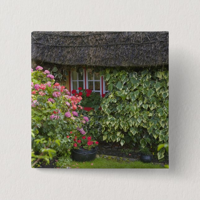 Thatched cottage, Adare, County Limerick, 15 Cm Square Badge (Front)