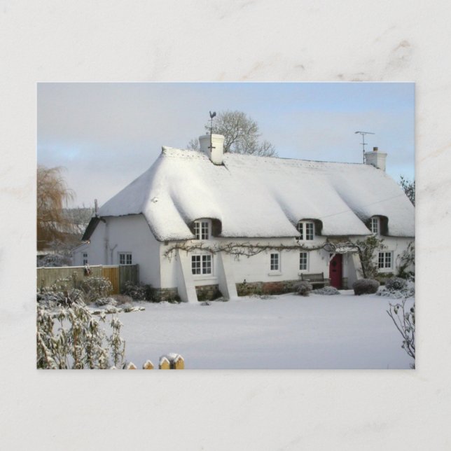 Thatched cottage in snow postcard (Front)
