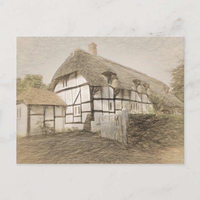 Thatched Cottage, Micheldever Postcard (Front)