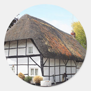 Thatched cottage, United Kingdom 1 Classic Round Sticker