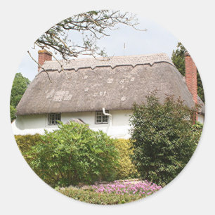 Thatched cottage, United Kingdom 4 Classic Round Sticker