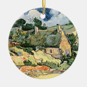 Thatched Cottages at Cordeville Vincent van Gogh Ceramic Ornament