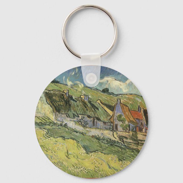 Thatched Cottages by Vincent van Gogh Key Ring (Front)
