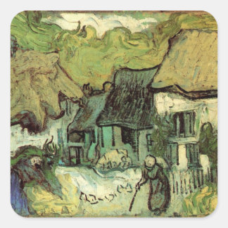 Thatched Cottages in Jorgus by Vincent van Gogh Square Sticker