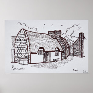 Thatched Houses, Kerascoet   Brittany, France Poster