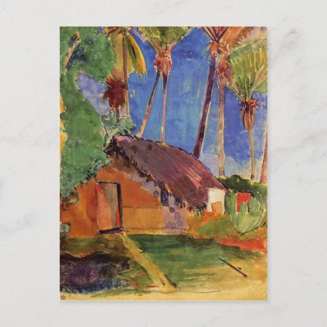 'Thatched Hut Under Palms' - Paul Gauguin Postcard (Front)