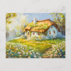 Thatched Roof Cottage by Daisy Meadow Postcard