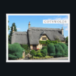 Thatched roof cottage in the Cotswolds Postcard<br><div class="desc">Photo postcard of a thatched roof cottage in typical Cotswolds architecture with beautiful hedge garden in Chipping Campden,  England,  UK with a white  frame and the text: 'Cotswolds'.</div>