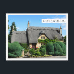 Thatched roof cottage in the Cotswolds Postcard<br><div class="desc">Photo postcard of a thatched roof cottage in typical Cotswolds architecture with beautiful hedge garden in Chipping Campden,  England,  UK with a white  frame and the text: 'Cotswolds'.</div>
