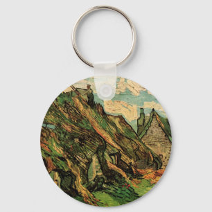 Thatched Sandstone Cottages by Vincent van Gogh Key Ring