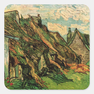 Thatched Sandstone Cottages by Vincent van Gogh Square Sticker