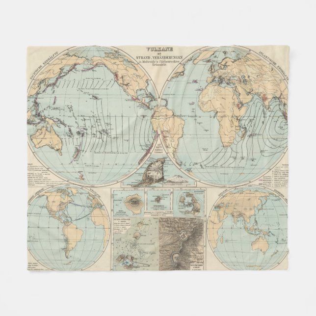 Thatigkeit des Erdinnern Atlas Map Fleece Blanket (Front (Horizontal))