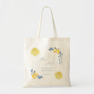 That's Amore Blue Bow Lemons Italian Wedding Favou Tote Bag