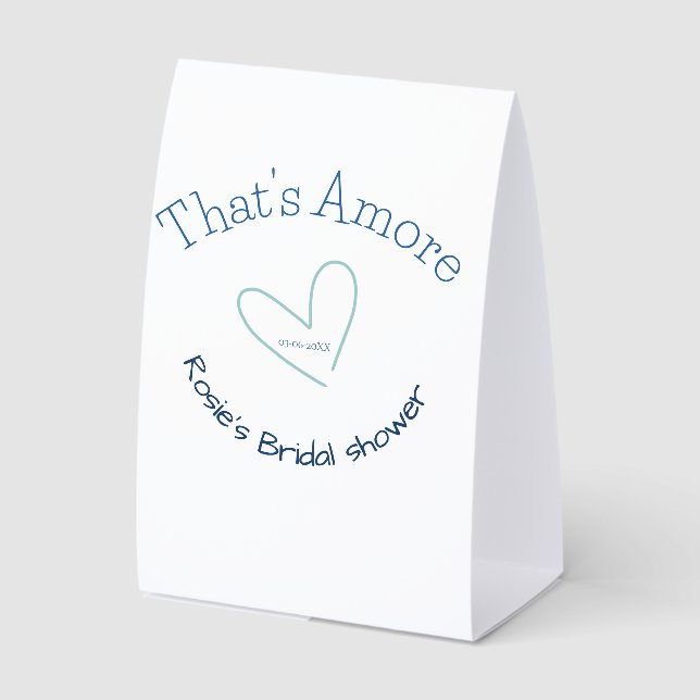 THATS AMORE BRIDAL SHOWER BLUE HEART NAME DATE SIM (Front)
