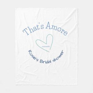 THATS AMORE BRIDAL SHOWER BLUE HEART NAME DATE SIM FLEECE BLANKET