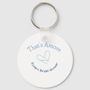 THATS AMORE BRIDAL SHOWER BLUE HEART NAME DATE SIM KEY RING