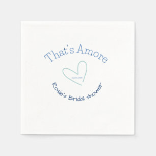 THATS AMORE BRIDAL SHOWER BLUE HEART NAME DATE SIM NAPKIN