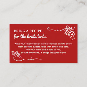 That's Amore Bridal Shower Bring a Recipe Enclosure Card