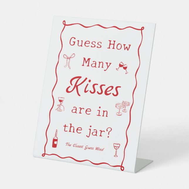 Thats Amore Bridal Shower Guess How Many Kisses Pedestal Sign (Front)