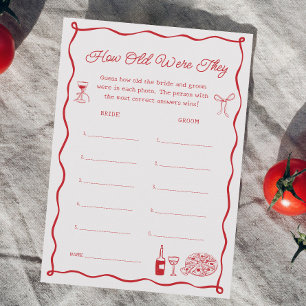 That's Amore Bridal Shower Guess the Age Game Card