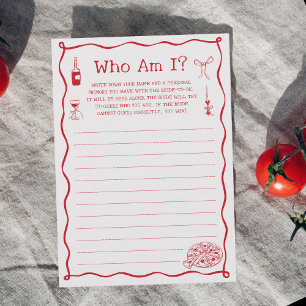 Thats Amore Bridal Shower Guess Who Am I Game Card