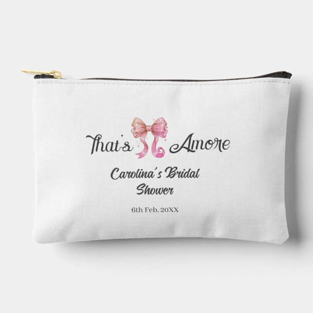 that's amore bridal shower pink retro bow boho nam accessory pouch (Front)
