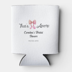 that's amore bridal shower pink retro bow boho nam can cooler