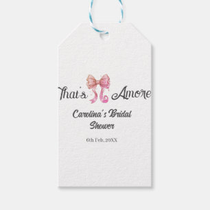 that's amore bridal shower pink retro bow boho nam gift tags