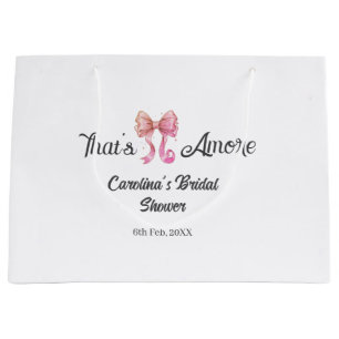 that's amore bridal shower pink retro bow boho nam large gift bag