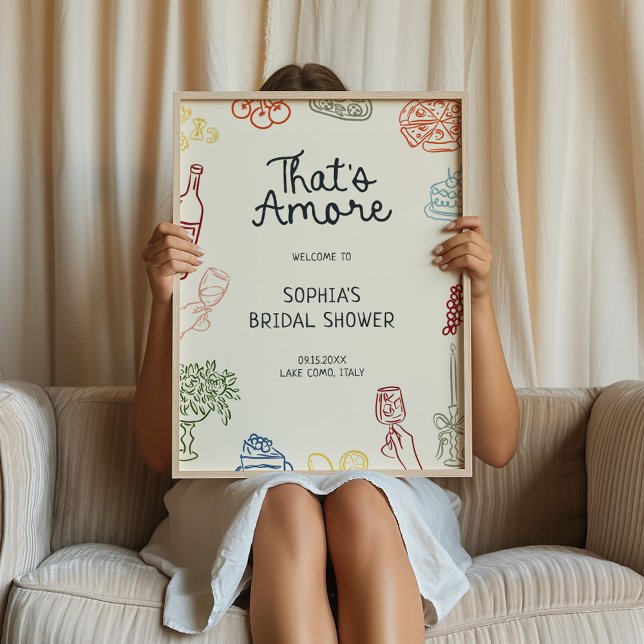 That's Amore Colourful Illustrated Bridal Shower  Poster (Creator Uploaded)