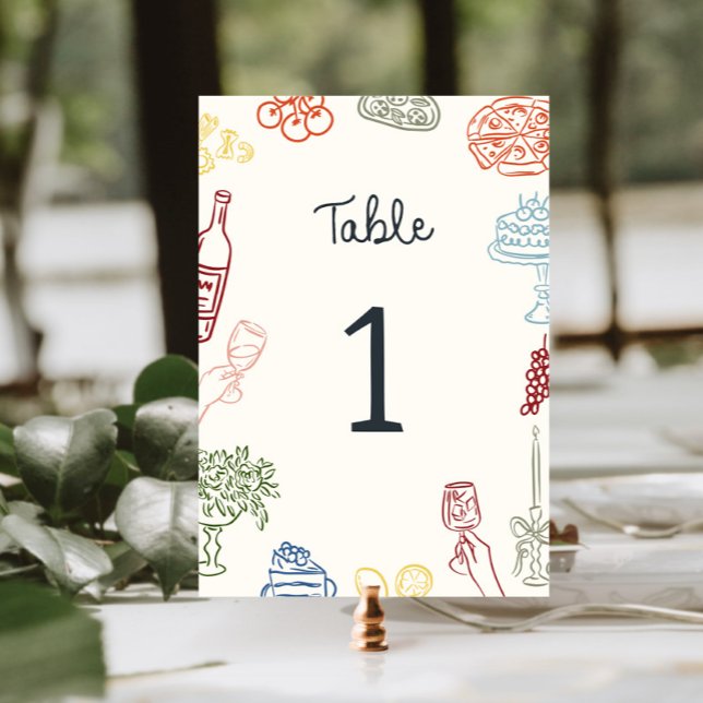 That's Amore Colourful Illustrated Table Number (Creator Uploaded)