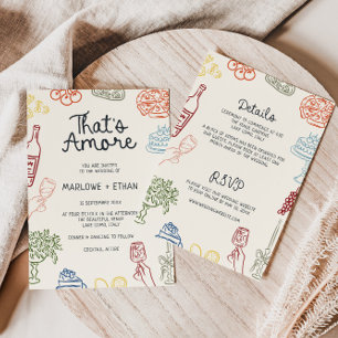 That's Amore Colourful Illustrated Wedding Invitation
