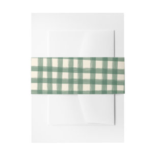 That's Amore Green Plaid Gingham Custom Invitation Belly Band