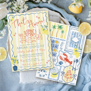 That's Amore Hand Drawn Coastal Bridal Shower Invitation