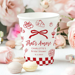 That's Amore Hand Drawn Italian Bridal Shower Paper Cups