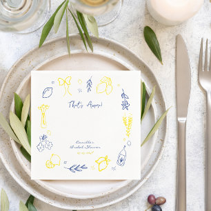 Thats Amore Hand Drawn Italian Lemon Bridal Shower Napkin