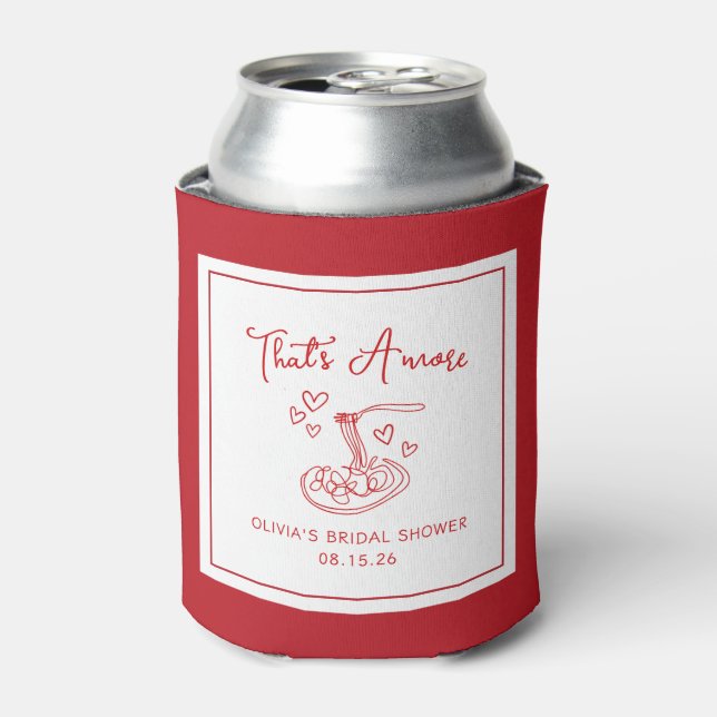 That's Amore Hand Drawn Italian Red Bridal Shower Can Cooler (Can Front)