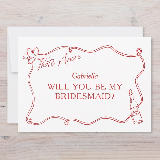That's Amore Hand-Drawn Italy Bridesmaid Proposal Card (Creator Uploaded)