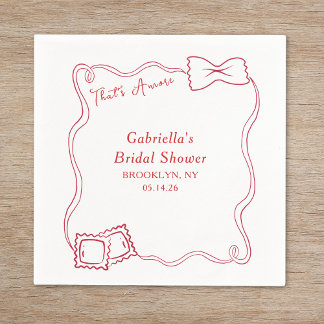 That's Amore Hand Drawn Pasta Italy Bridal Shower Napkin