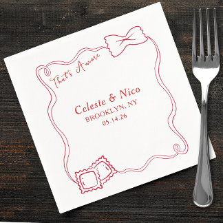 That's Amore Hand Drawn Pasta Red Italian Wedding Napkin