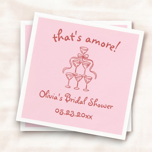 That's Amore! Hand Drawn Pink Bridal Shower Napkin (Creator Uploaded)