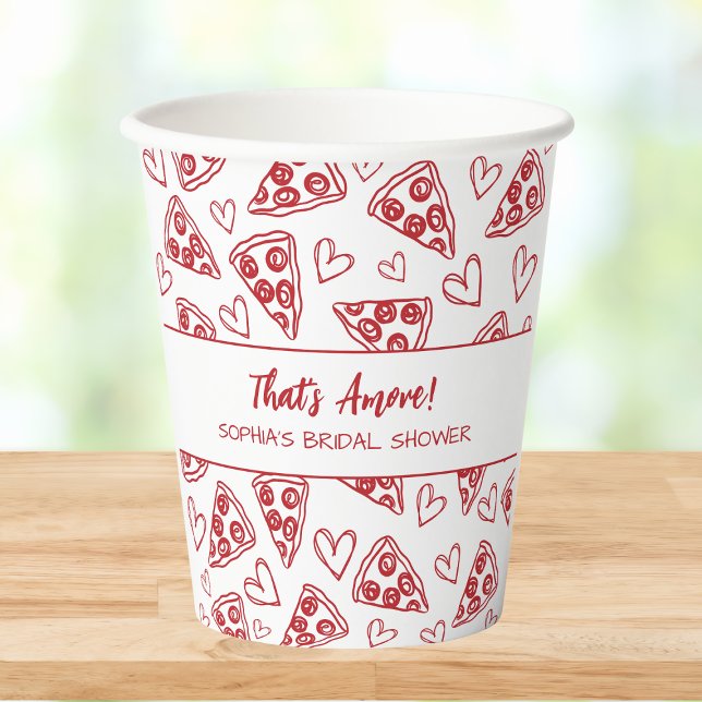 That's Amore Hand Drawn Pizza Party Bridal Shower Paper Cups (Creator Uploaded)