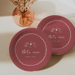 "That's Amore" Handwritten Bridal Shower Paper Plate<br><div class="desc">This beautiful Italian inspired bridal shower design features handwritten style cursive lettering accented with a wavy scribble ribbon border in white on a red background. Hand drawn illustrations of bow tie pasta, wine, and a Sicilian lemon complete the design for a summery Amalfi Coast look. These elegant Mediterranean bridal shower...</div>