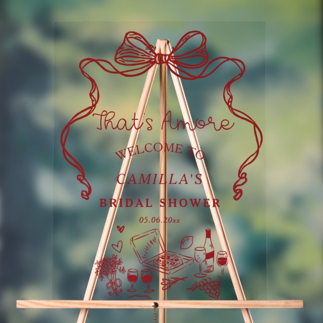 That's Amore Handwritten Bridal Shower Welcome  Acrylic Sign (Neutral)