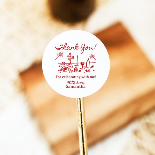 That's Amore Illustrated Thank You Classic Round Sticker (Creator Uploaded)