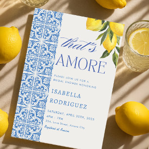 That's Amore Italian Blue Tiles Bridal Shower Invitation