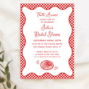 That's Amore! Italian Bridal Shower Red Chequered Invitation