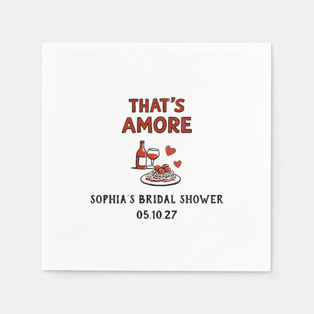 That's Amore Italian Bridal Shower Whimsical Red Napkin (Front)