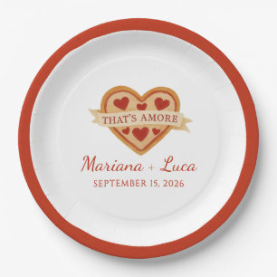 That's Amore Italian Chic Heart Pizza Wedding Paper Plate